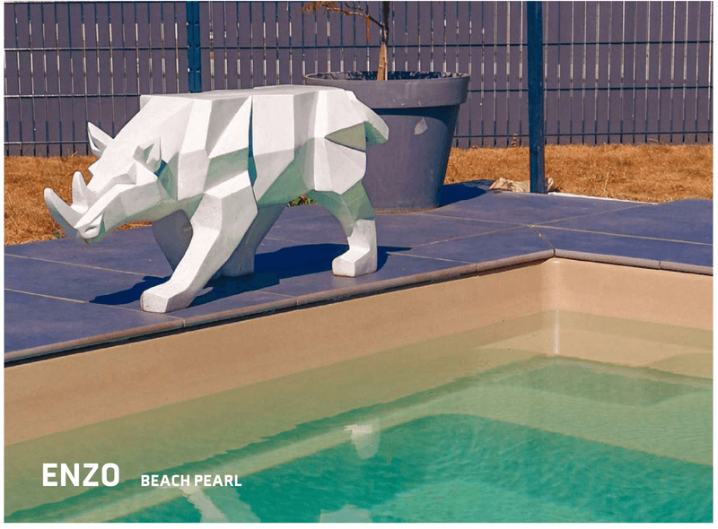 Enzo 9 glassfiberbasseng med benk/beach-sone